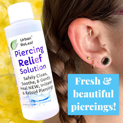Urban ReLeaf PIERCING RELIEF Solution – 100% Natural Sea Salt, Tea Tree & Rosemary Aftercare Spray (4 oz)