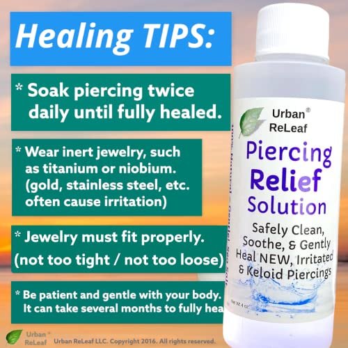 Urban ReLeaf PIERCING RELIEF Solution – 100% Natural Sea Salt, Tea Tree & Rosemary Aftercare Spray (4 oz) - görsel 11