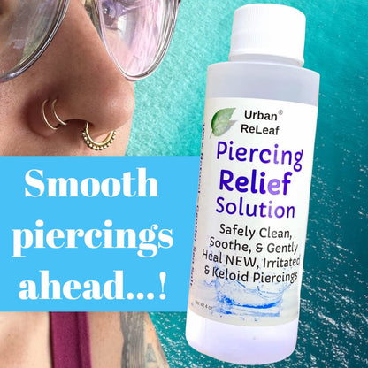 Urban ReLeaf PIERCING RELIEF Solution – 100% Natural Sea Salt, Tea Tree & Rosemary Aftercare Spray (4 oz)