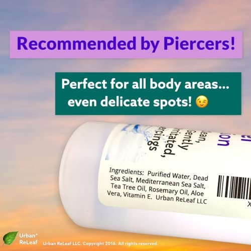 Urban ReLeaf PIERCING RELIEF Solution – 100% Natural Sea Salt, Tea Tree & Rosemary Aftercare Spray (4 oz) - görsel 7