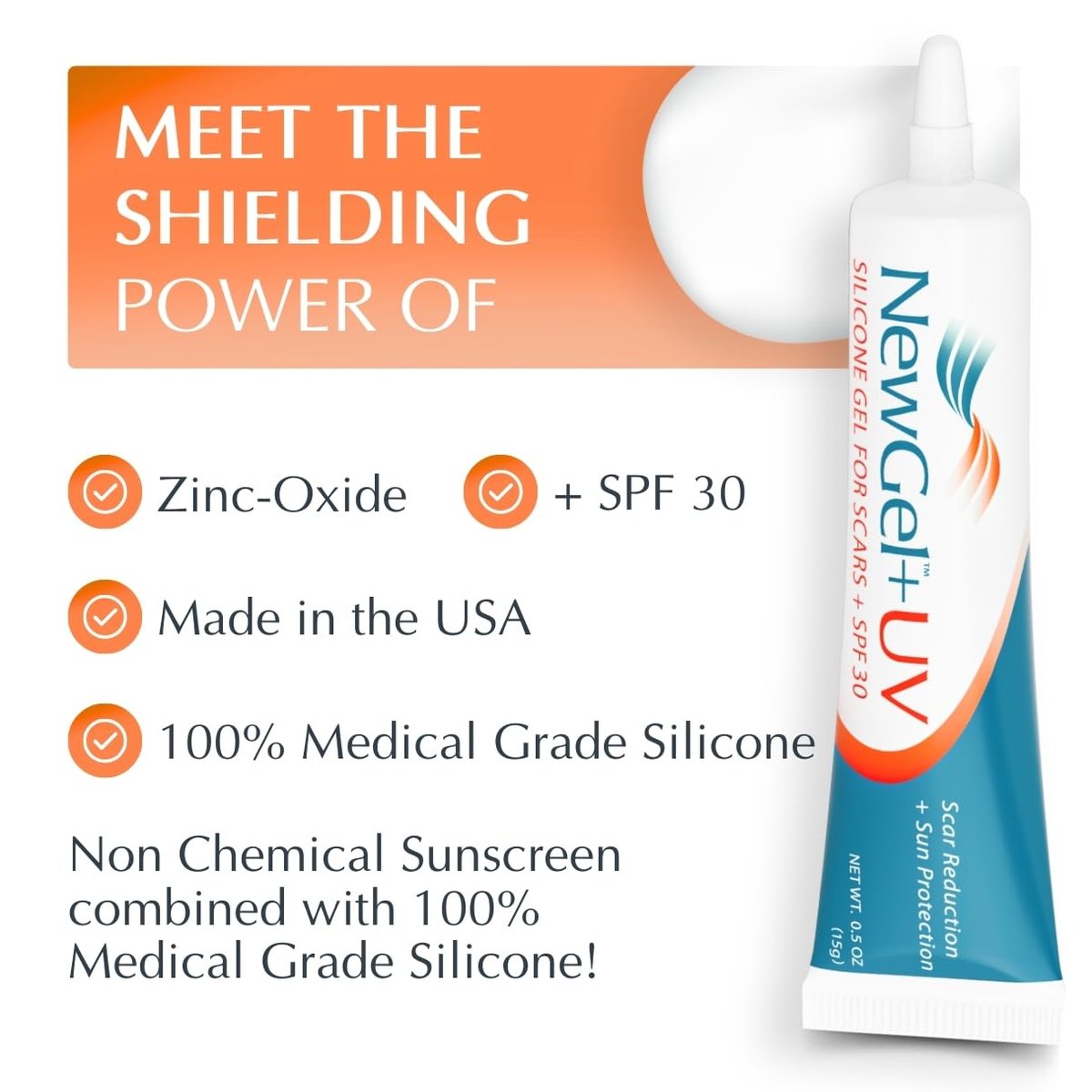 MyNewGel Plus UV Advanced Silicone Scar Gel with SPF30 Mineral Sunscreen - Old & New Scars, 15g (0.5 oz) Avelisse