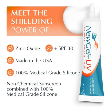 MyNewGel Plus UV Advanced Silicone Scar Gel with SPF30 Mineral Sunscreen - Old & New Scars, 15g (0.5 oz) Avelisse