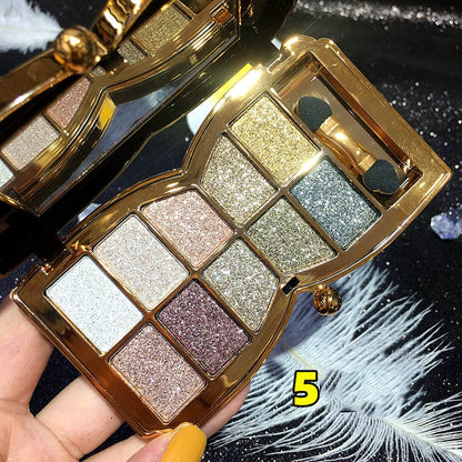 10-Color Glitter Eyeshadow Palette - Highly Pigmented Sparkle Shimmer Eye Shadow Set, Long Lasting Gold Makeup