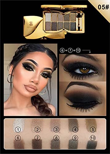 10-Color Glitter Eyeshadow Palette - Highly Pigmented Sparkle Shimmer Eye Shadow Set, Long Lasting Gold Makeup