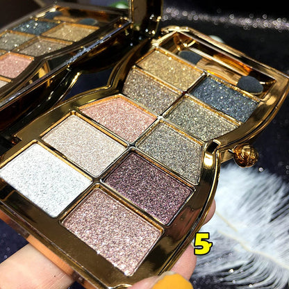 10-Color Glitter Eyeshadow Palette - Highly Pigmented Sparkle Shimmer Eye Shadow Set, Long Lasting Gold Makeup