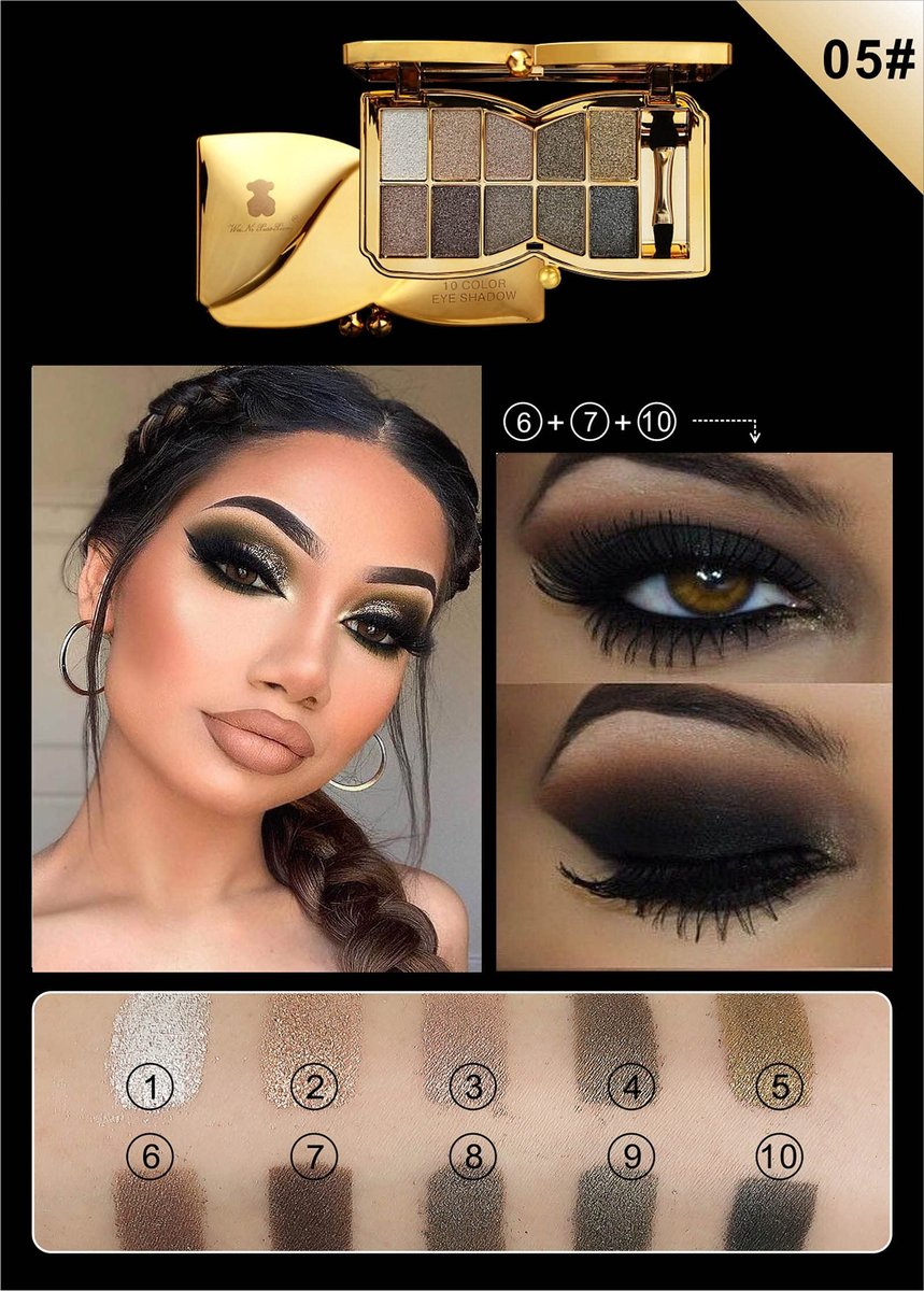 10-Color Glitter Eyeshadow Palette - Highly Pigmented Sparkle Shimmer Eye Shadow Set, Long Lasting Gold Makeup - görsel 5