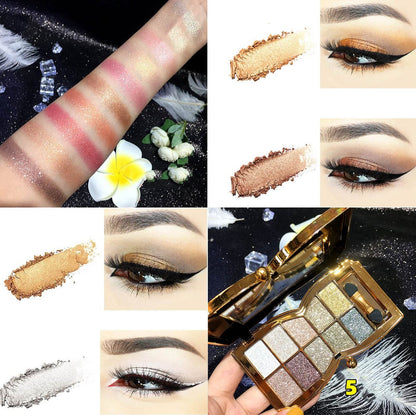 10-Color Glitter Eyeshadow Palette - Highly Pigmented Sparkle Shimmer Eye Shadow Set, Long Lasting Gold Makeup