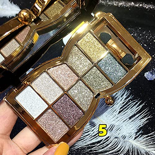 10-Color Glitter Eyeshadow Palette - Highly Pigmented Sparkle Shimmer Eye Shadow Set, Long Lasting Gold Makeup - görsel 4