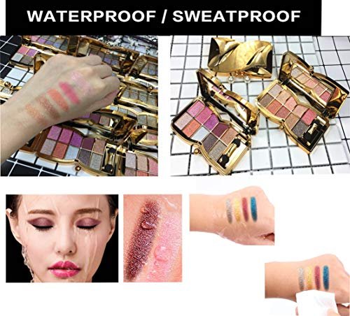 10-Color Glitter Eyeshadow Palette - Highly Pigmented Sparkle Shimmer Eye Shadow Set, Long Lasting Gold Makeup - görsel 14