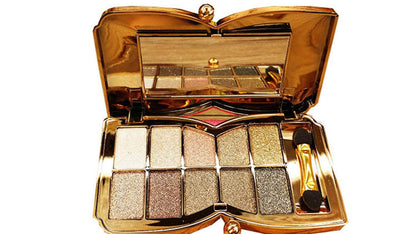 10-Color Glitter Eyeshadow Palette - Highly Pigmented Sparkle Shimmer Eye Shadow Set, Long Lasting Gold Makeup