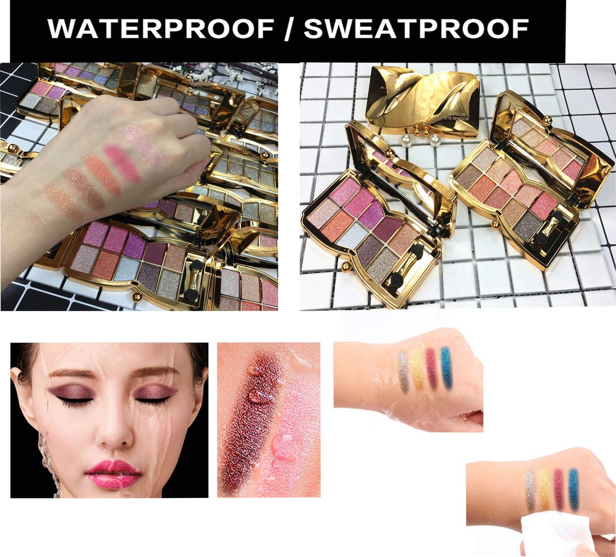 10-Color Glitter Eyeshadow Palette - Highly Pigmented Sparkle Shimmer Eye Shadow Set, Long Lasting Gold Makeup - görsel 13