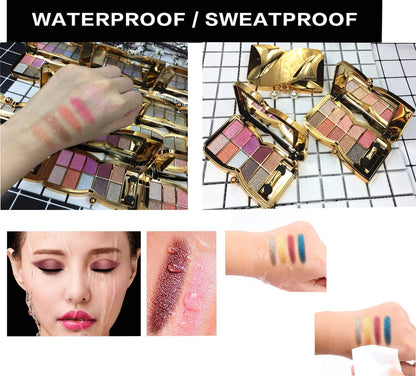 10-Color Glitter Eyeshadow Palette - Highly Pigmented Sparkle Shimmer Eye Shadow Set, Long Lasting Gold Makeup
