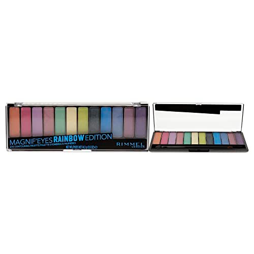 Rimmel London Magnif'Eyes Eyeshadow Palette 011 Rainbow - 12 Blendable Shades, 0.5 oz - görsel 2