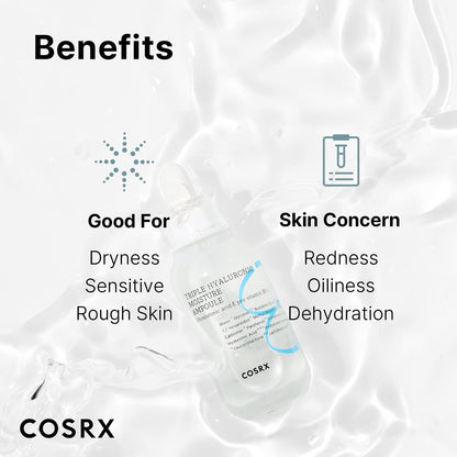 COSRX Hydrium Triple Hyaluronic Moisture Ampoule – Intense Hydrating Serum with Hyaluronic Acid, 40ml