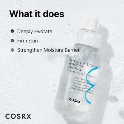 COSRX Hydrium Triple Hyaluronic Moisture Ampoule – Intense Hydrating Serum with Hyaluronic Acid, 40ml