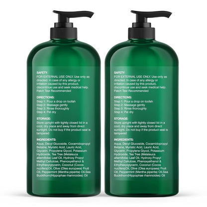 Botanic Hearth Tea Tree Body Wash - Natural Antifungal & Odor Control Shower Gel for Acne, Athlete's Foot, Ringworm, Jock Itch - Sulfate & Paraben Free - 16 fl oz (Pack of 2) Avelisse