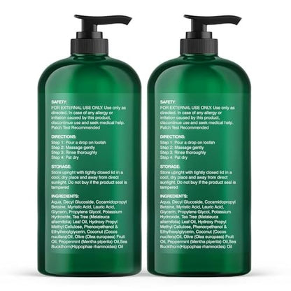 Botanic Hearth Tea Tree Body Wash - Natural Antifungal & Odor Control Shower Gel for Acne, Athlete's Foot, Ringworm, Jock Itch - Sulfate & Paraben Free - 16 fl oz (Pack of 2) Avelisse