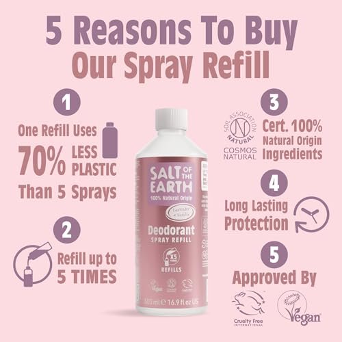 Salt of the Earth Natural Deodorant Spray Refill - Lavender & Vanilla - 100% Natural Origin - Vegan - 16.9 fl oz - görsel 4