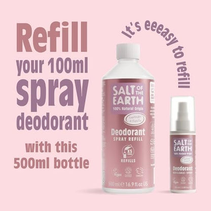 Salt of the Earth Natural Deodorant Spray Refill - Lavender & Vanilla - 100% Natural Origin - Vegan - 16.9 fl oz