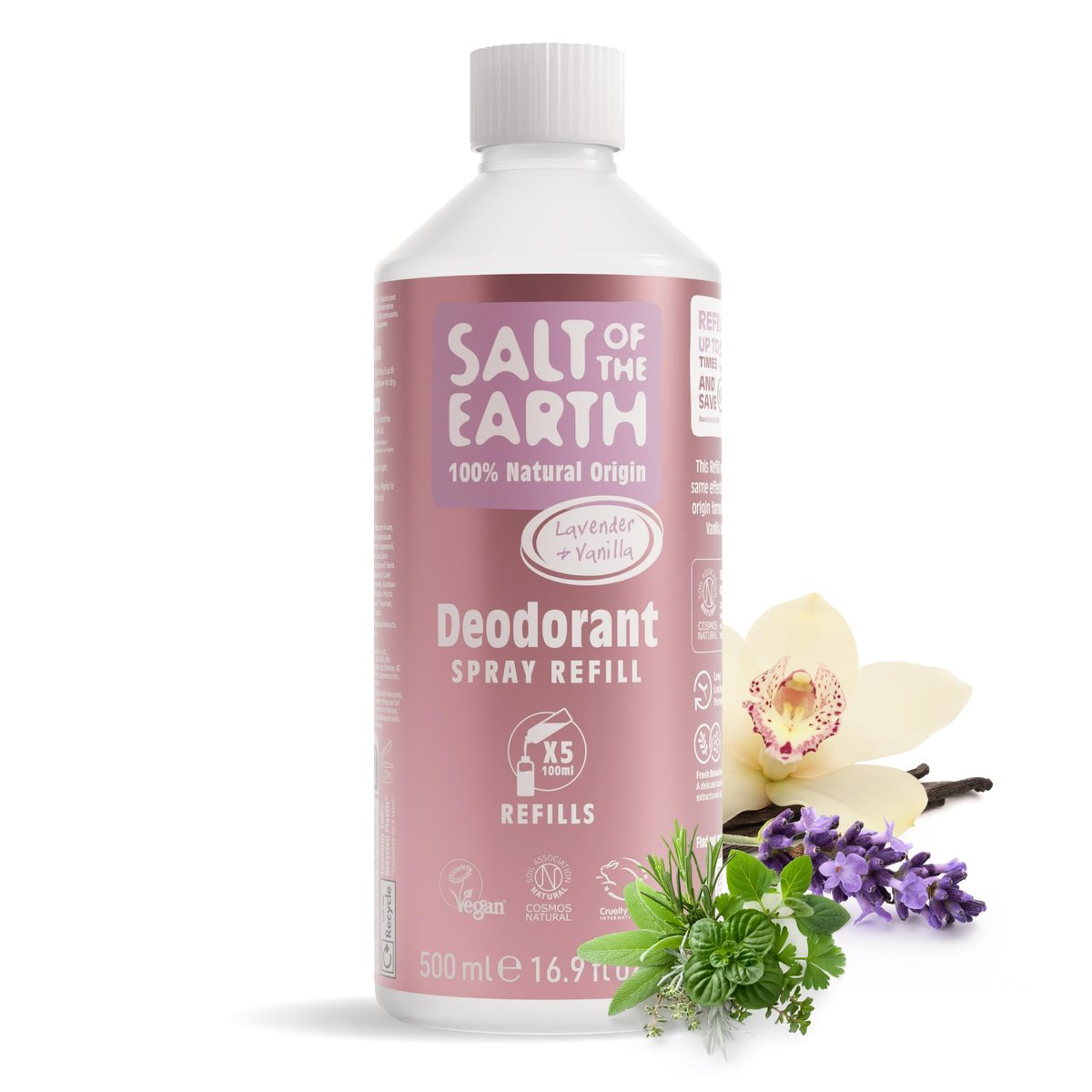 Salt of the Earth Natural Deodorant Spray Refill - Lavender & Vanilla - 100% Natural Origin - Vegan - 16.9 fl oz - görsel 1