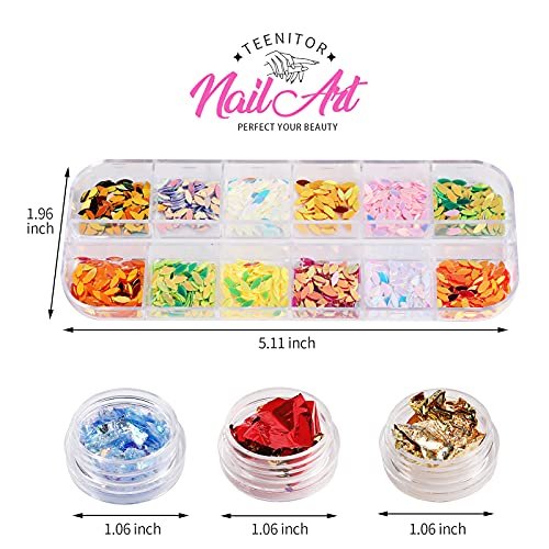 Teenitor 41 Boxes Rhinestones for Nails - Multicolor Plastic Nail Art Decoration Kit with Gems and Flakes - görsel 12