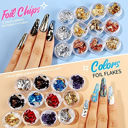 Teenitor 41 Boxes Rhinestones for Nails - Multicolor Plastic Nail Art Decoration Kit with Gems and Flakes - görsel 6