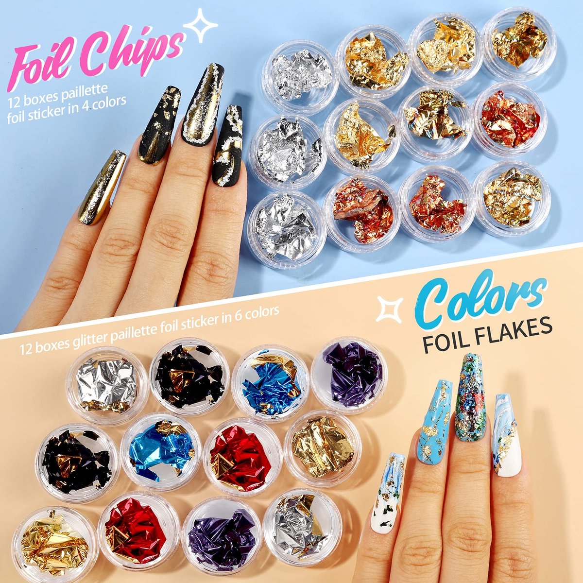 Teenitor 41 Boxes Rhinestones for Nails - Multicolor Plastic Nail Art Decoration Kit with Gems and Flakes - görsel 5