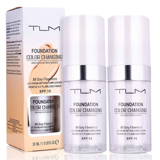 Omaky 2-Pack 30ml Color Changing Foundation - Full Coverage Liquid Concealer for Flawless Skin Tone Adaptation