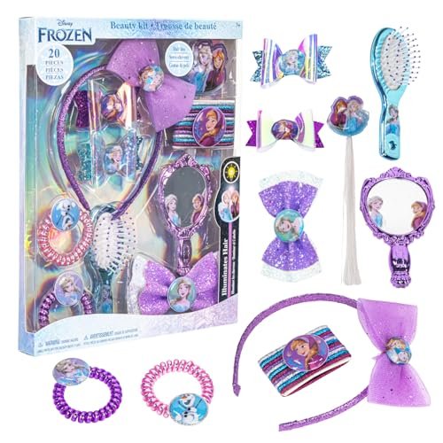 Disney Frozen 2 Hair Accessories Set - Scrunchies, Hair Bows, Clips, Comb, Mirror - Kids Gifts for Parties, Birthdays, Stocking Stuffers by Townley Girl Avelisse