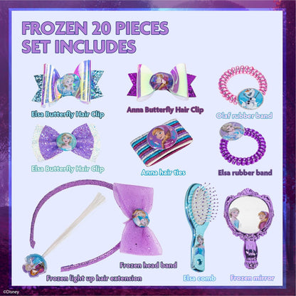 Disney Frozen 2 Hair Accessories Set - Scrunchies, Hair Bows, Clips, Comb, Mirror - Kids Gifts for Parties, Birthdays, Stocking Stuffers by Townley Girl Avelisse