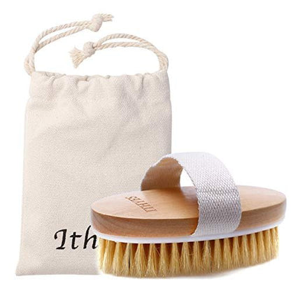 Ithyes Dry Brushing Body Brush – Natural Bristle Exfoliating Brush for Lymphatic Drainage, Cellulite & Circulation
