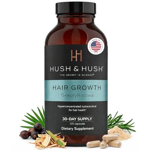 Hush & Hush Biotin and Collagen Hair Growth Supplements – Hair Vitamins for Women with Ashwagandha – Supports Regrowth, Thicker Hair & Volume – Reduces Hair Loss & Thinning – 120 Capsules Avelisse