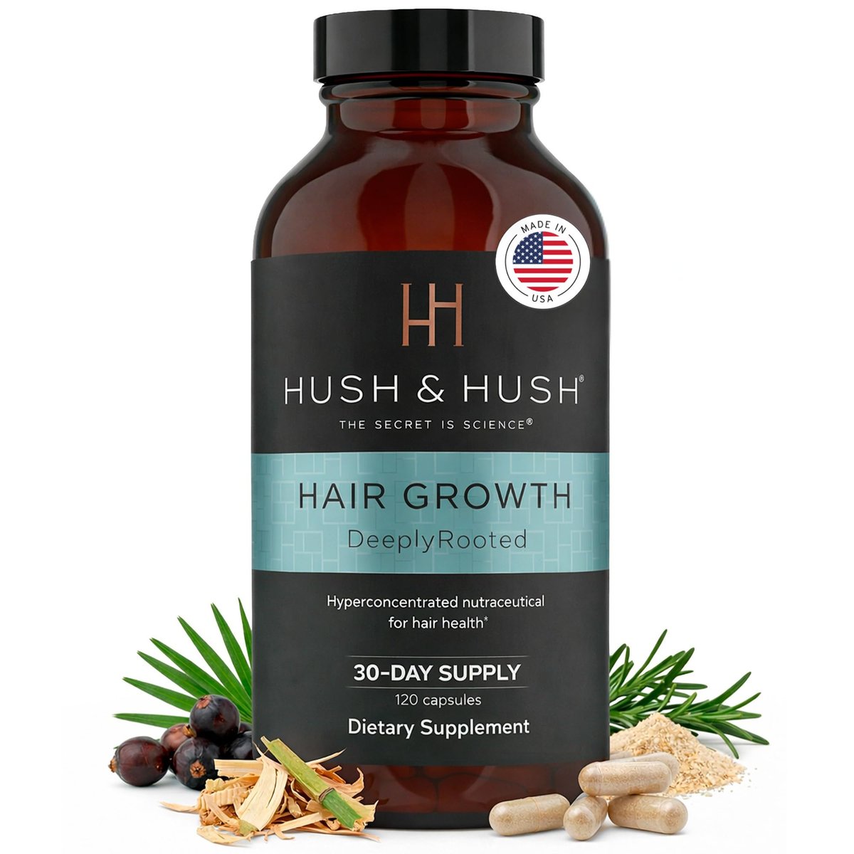 Hush & Hush Biotin and Collagen Hair Growth Supplements – Hair Vitamins for Women with Ashwagandha – Supports Regrowth, Thicker Hair & Volume – Reduces Hair Loss & Thinning – 120 Capsules Avelisse