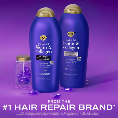 OGX Thick & Full + Biotin and Collagen Shampoo and Conditioner Set, 25.4 Fl Oz (Pack of 2) Avelisse