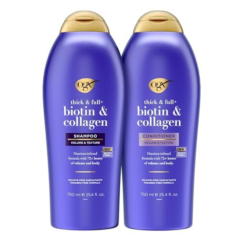 OGX Thick & Full + Biotin and Collagen Shampoo and Conditioner Set, 25.4 Fl Oz (Pack of 2) Avelisse