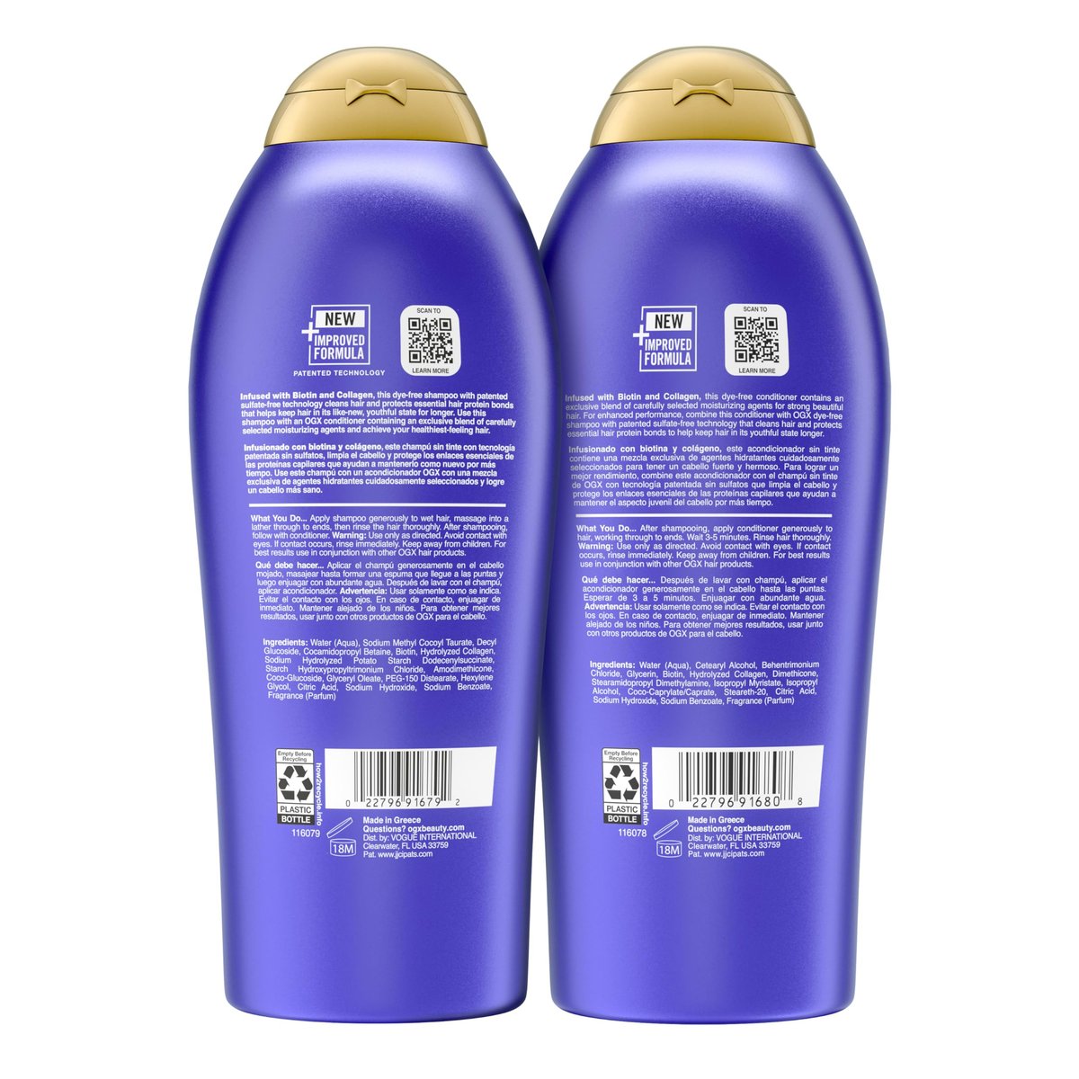 OGX Thick & Full + Biotin and Collagen Shampoo and Conditioner Set, 25.4 Fl Oz (Pack of 2) Avelisse