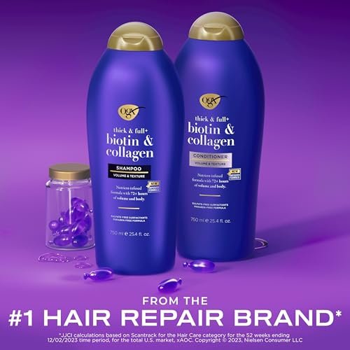 OGX Thick & Full + Biotin and Collagen Shampoo and Conditioner Set, 25.4 Fl Oz (Pack of 2) Avelisse