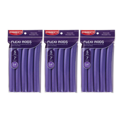 Red by Kiss Flexi Rods 7" 3/4" Diameter - Heatless Hair Curlers for Bouncy Curls & Beach Waves (5 PCS x 3 Packs) Avelisse