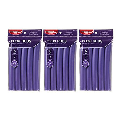 Red by Kiss Flexi Rods 7" 3/4" Diameter - Heatless Hair Curlers for Bouncy Curls & Beach Waves (5 PCS x 3 Packs) Avelisse