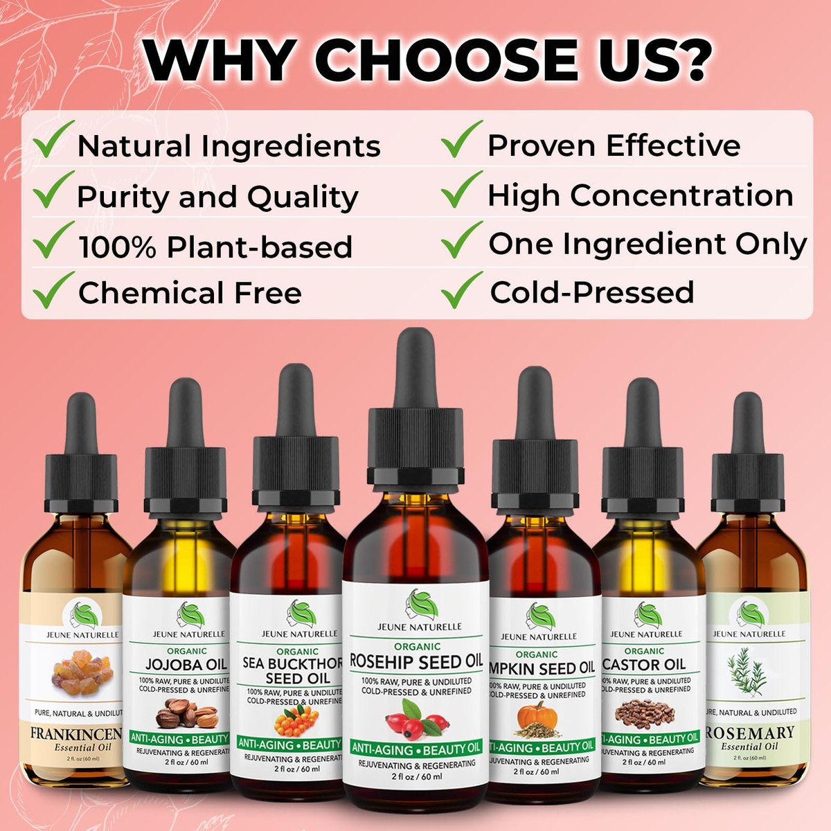 Jeune Naturelle Organic Rosehip Seed Oil - Pure, Virgin, Cold Pressed for Skin Repair, 2 oz - görsel 9
