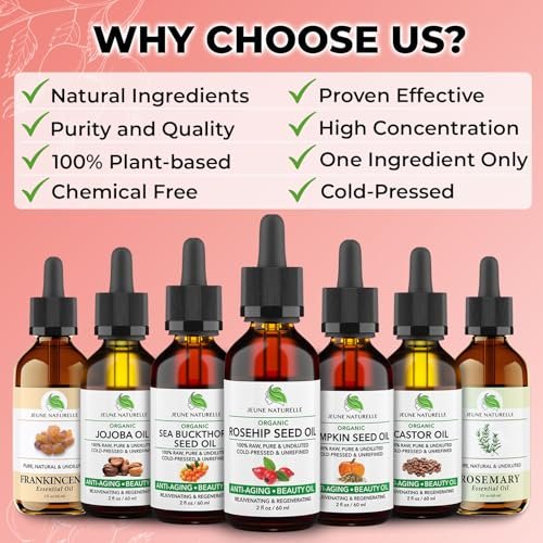 Jeune Naturelle Organic Rosehip Seed Oil - Pure, Virgin, Cold Pressed for Skin Repair, 2 oz - görsel 10