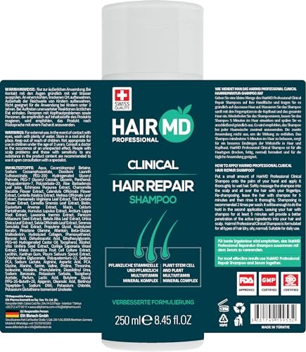 HairMD Transplant Clinical Repair Shampoo - Biotin Shampoo for Hair Growth, Post-Transplant Scalp Care, Reduces Itching and Redness, 250ml Avelisse