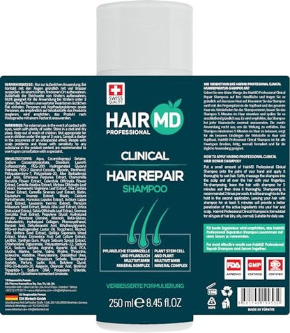 HairMD Transplant Clinical Repair Shampoo - Biotin Shampoo for Hair Growth, Post-Transplant Scalp Care, Reduces Itching and Redness, 250ml Avelisse