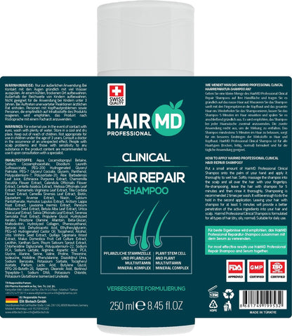 HairMD Transplant Clinical Repair Shampoo - Biotin Shampoo for Hair Growth, Post-Transplant Scalp Care, Reduces Itching and Redness, 250ml Avelisse
