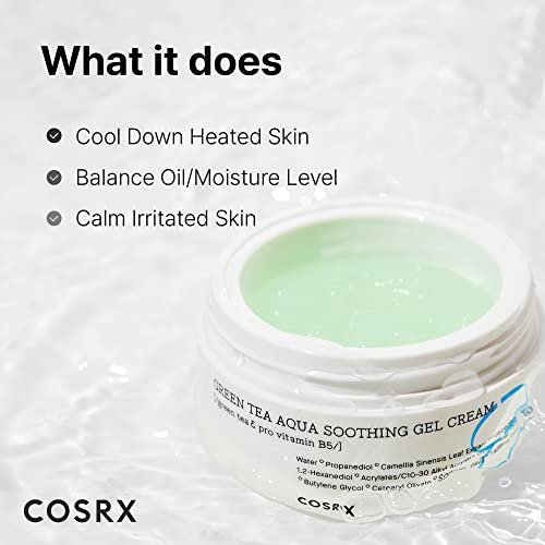 COSRX Hydrium Green Tea Aqua Soothing Gel Cream - Lightweight Daily Moisturizer, 1.69 fl.oz / 50ml Avelisse