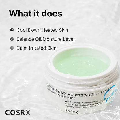 COSRX Hydrium Green Tea Aqua Soothing Gel Cream - Lightweight Daily Moisturizer, 1.69 fl.oz / 50ml Avelisse