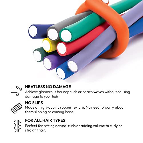 Red by Kiss Flexi Rods 7", 5/8" Diameter - Heatless Hair Curlers for Bouncy Curls & Beach Waves, No-Slip Sleep Styler (18 Pack) Avelisse