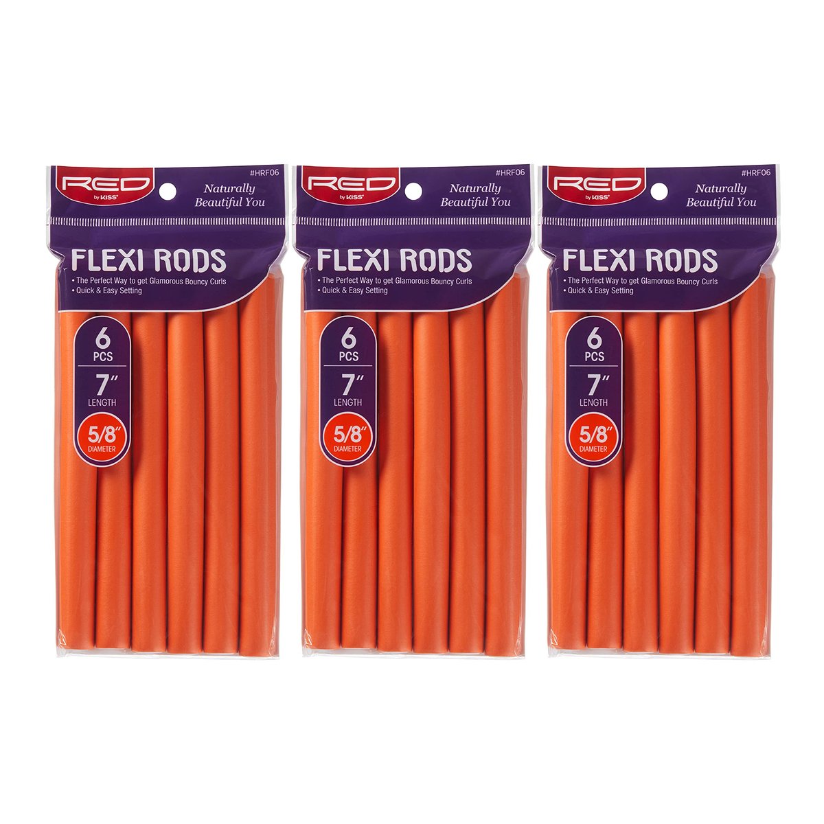 Red by Kiss Flexi Rods 7", 5/8" Diameter - Heatless Hair Curlers for Bouncy Curls & Beach Waves, No-Slip Sleep Styler (18 Pack) Avelisse