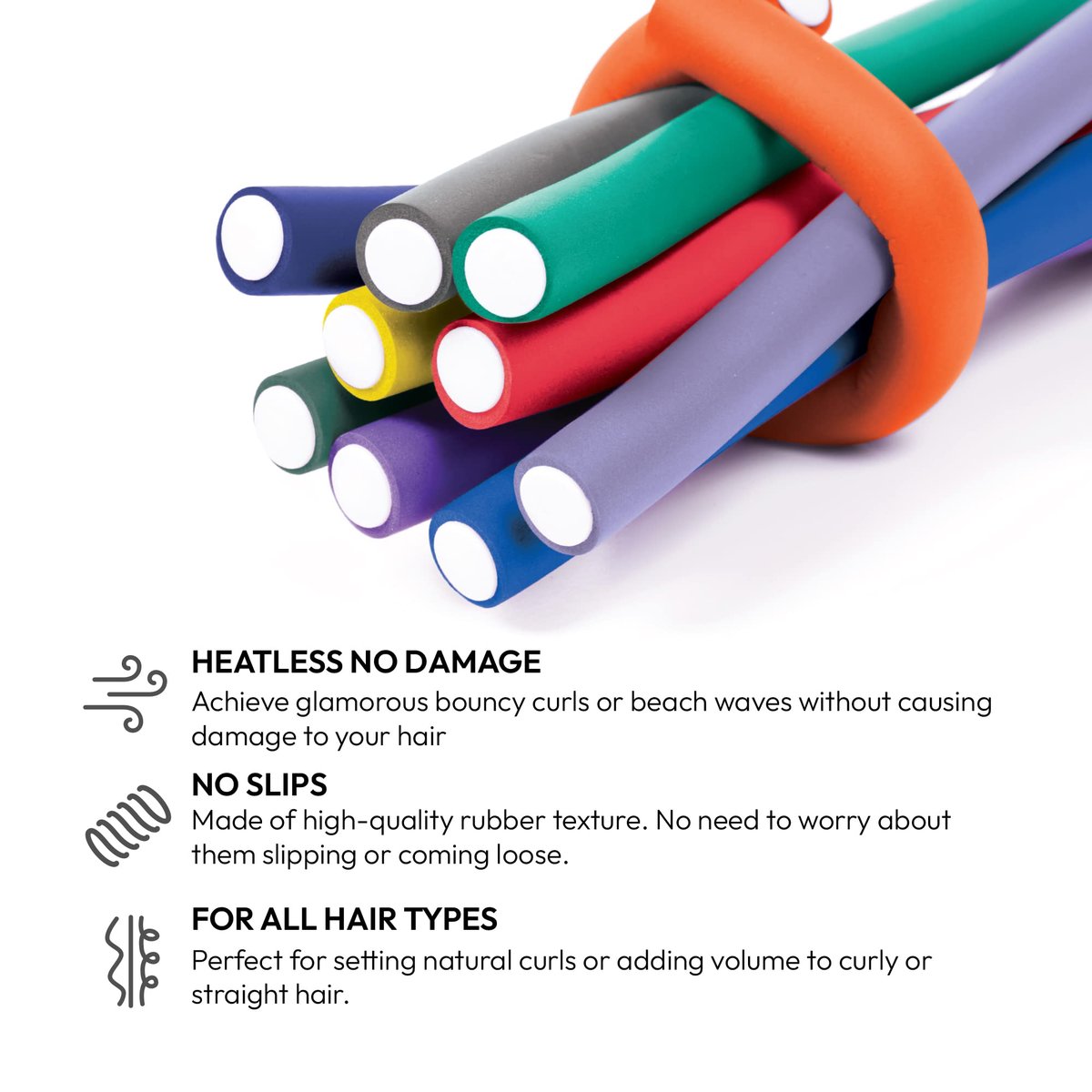 Red by Kiss Flexi Rods 7", 5/8" Diameter - Heatless Hair Curlers for Bouncy Curls & Beach Waves, No-Slip Sleep Styler (18 Pack) Avelisse