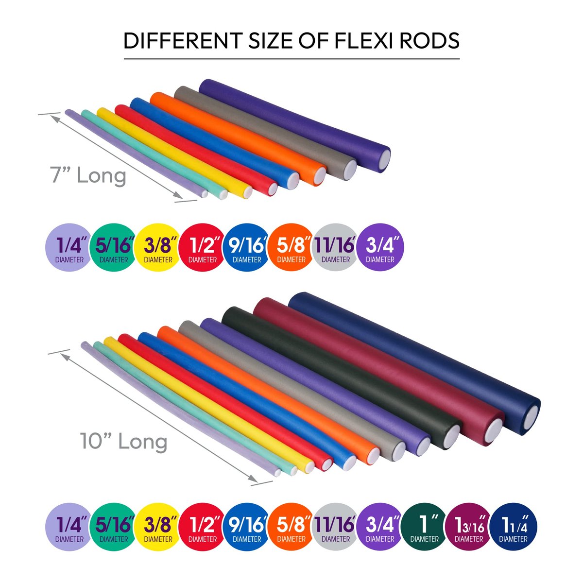 Red by Kiss Flexi Rods 7" 3/4" Diameter - Heatless Hair Curlers for Bouncy Curls & Beach Waves (5 PCS x 3 Packs) Avelisse